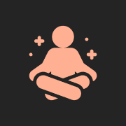A pink icon of a person sitting in the middle of a circle.